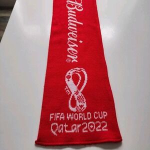 Scarf FIFA World Cup 2022 Qatar Budweiser‎ Red Knit Official Merchandise Soccer